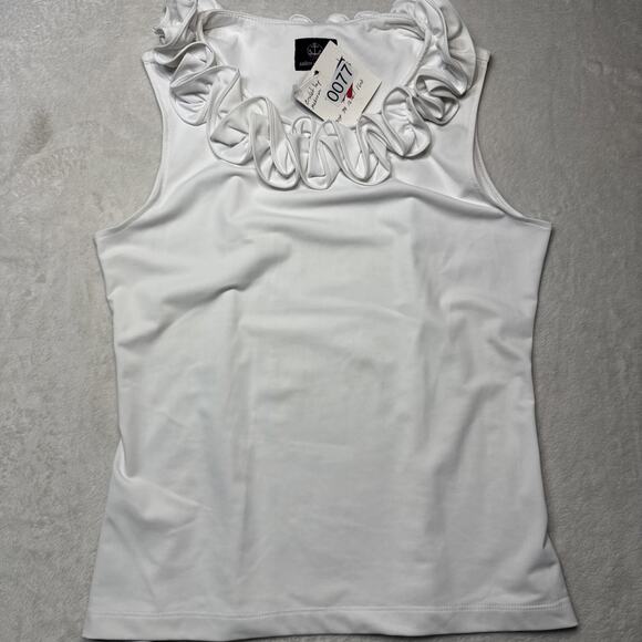 Sailor-Sailor Cricket Ruffle Neck White Sleeveless UPF 50+ SZ M Resortwear NWT - Picture 1 of 12